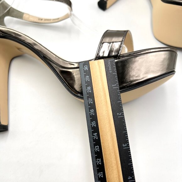 Touch Ups Womens 10M Metallic Silver Pewter Platform Dress Sandals Heels Shoes - Picture 15 of 16